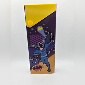 New With Tags DC Batman Yellow Plastic Pencil Case With Snap Closure Cartoon